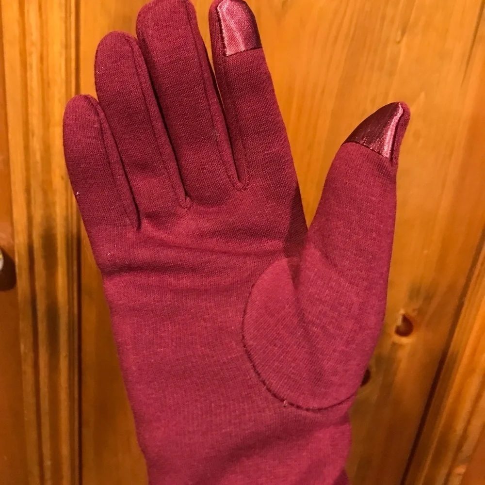 Burgundy Bling Fleece Texting Gloves